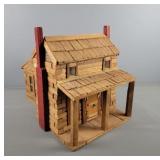 Handcrafted Miniature Log Cabin Model Folk Art