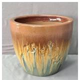 Large Embossed Drip Glaze Pottery Planter