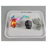 3x The Bid Decor Bronze Koi Onyx Head Metal Frog