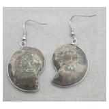 Natural A Mmonite Fossil  Earrings