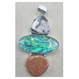.925 Pendant Triplet Opal Goldstone Color