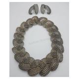 Vintage Chunky Metal Necklace With Matching Clip