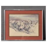 1983 Doug Linstrand Polar Bears Framed Print