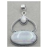 .925 Pendant Dendrite Opal Rainbow Moonstone Color