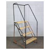 Sturdy Steel Industrial Rolling Service Ladder