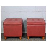 2x The Bid Vinyl Upholstered Storage Ottomans