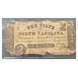 North Carolina Civil War Era $2 Banknote