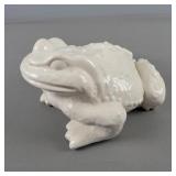 White Glazed Ceramic Frog Figurine
