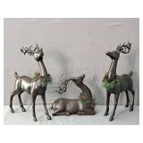 Set Of 3 Asst Bronze Finish Composite Deer Figures