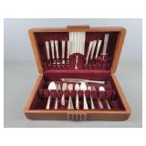 56 Pc Oneida Sliver Plate Flatware W/ Wooden Case