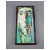 Abstract Painting Mans Face On Canvas Framed