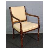 Vintage Bamboo Style Upholstered Accent Chair