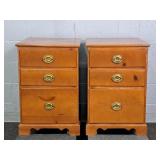 2x The Bid Vintage Solid Pine 3 Drawer Chests