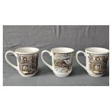 3 Pc Johnson Bros Merry Christmas Mugs