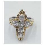 Sterling Silver .925 Cz Cross Ring Sz 8