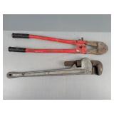 2x The Bid Bolt Cutters & Pipe Wrench