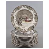 13 Pc Johnson Bros Friendly Village 9-3/4" Plates