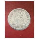 1853 Liberty Seated Silver Quarter & Stamp