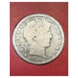 1902 Barber Silver Half Dollar & Stamp