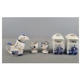 5 Pc Vintage Delft Blue Style Items