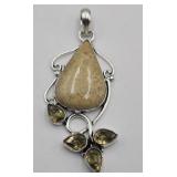 .925 Fossil Coral Citrine  Pendant