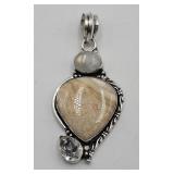 .925 Crazy Lace Agate Rainbow Moonstone Pendant