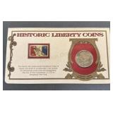 1921 D Morgan Silver Dollar And Stamp