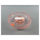 Martinsville Glass Pink Bowl W/ Frog
