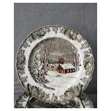 13 Pc Johnson Bros Friendly Village 9-3/4" Plates