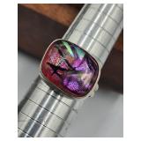Sterling Silver  Dichroic Crystal Multi-colored
