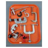 Lot Of Clamps, Pipe Cutters, And Precision Tools