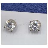 Sterling Silver .925 Cz  Solitaire Pierced