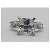 Sterling Silver Sparkling Statement .925 Ring Sz