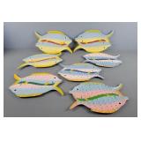 7x The Bid Hand Made Fish Plates