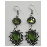 .925 Peridot Green  Color Earrings