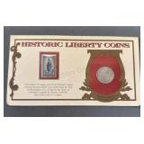 1858 Liberty Seated Silver Half Dollar & Stamp