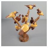 Vintage Danish? Wood Birds In Tree Decor