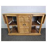 Mid Century Walnut Drop Leaf Server On Casters