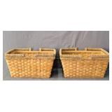 2x The Bid Large Natural Strip Wood Baskets