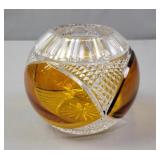 Vintage Amber Cut-to-clear Crystal Vase