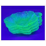 4x The Bid Vintage Pebble Leaf Uranium Glass Plate