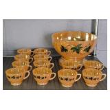14 Pc Vintage Lusterware Punch Bowl Set
