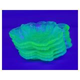 5x The Bid Vintage Pebble Leaf Uranium Glass Plate