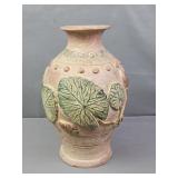 Leaf Decorated Terra Cotta Vase