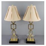 2x The Bid Table Lamps W/ Gold Finish & Shades