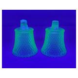 2x The Bid Hobnail Uranium Glass Votive Insert