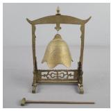 Vintage Brass Desk Top Gong Bell W/ Hammer