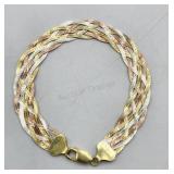 Sterling Silver Milor Italy Tri Colored Braided In