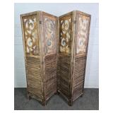 4 Panel Natural Wood Room Divider Screen