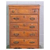 Antique Solid Oak Small 6 Drawer Chest